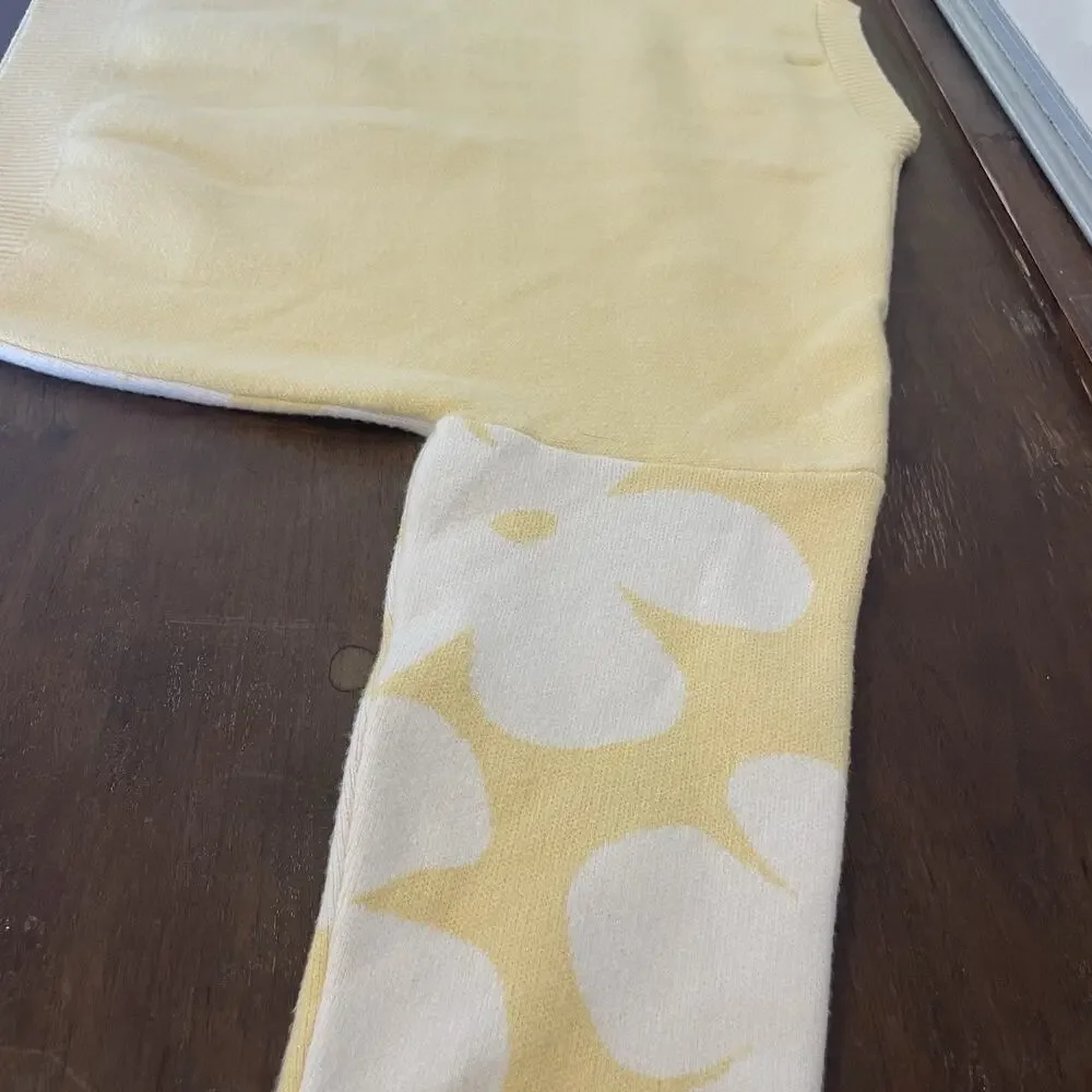 Luna Ivy Daisy Croquette Cottage Preppy Cozy Casual Cropped Sweater Sz S Yellow - Picture 14 of 14